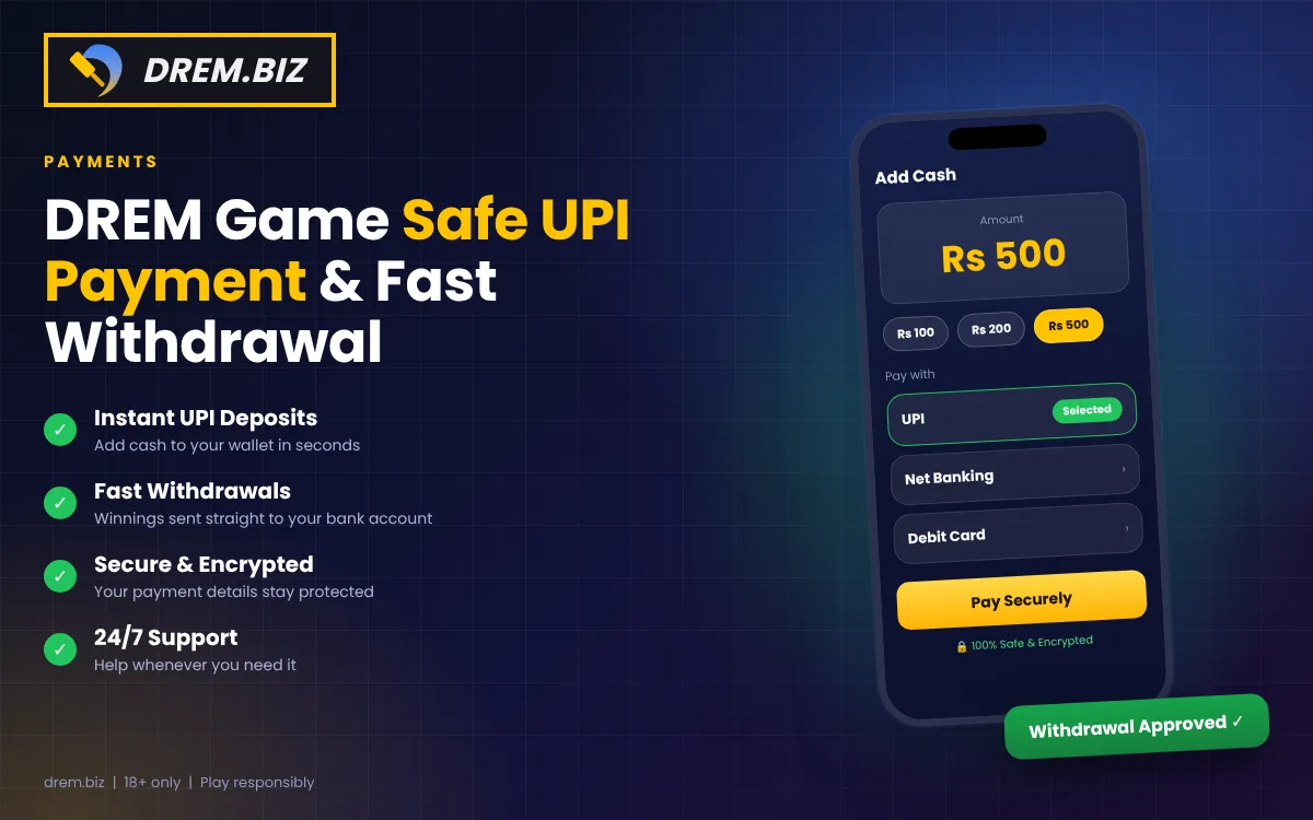 DREM Fantasy safe UPI payment and fast withdrawal methods